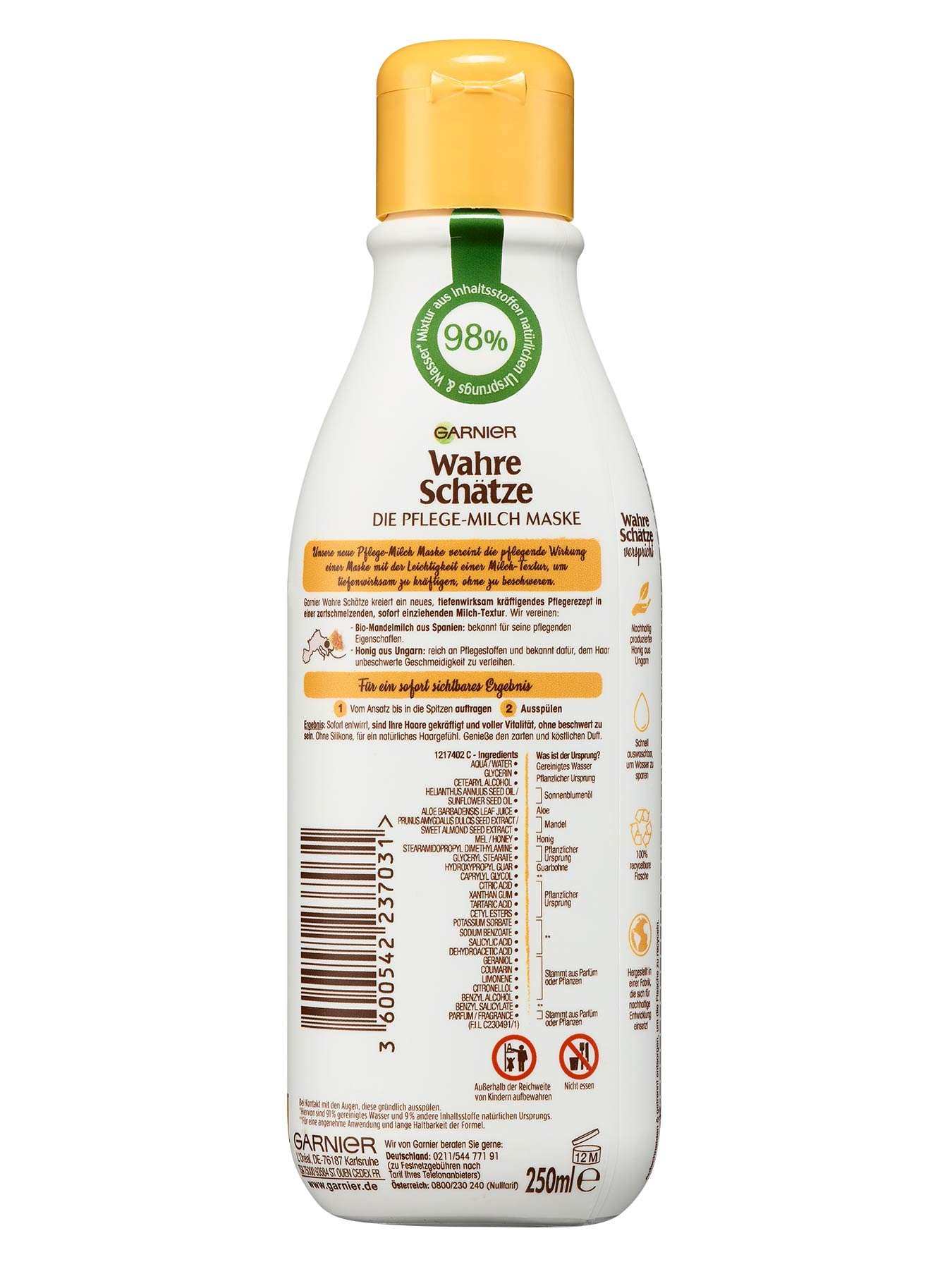 Pflegemilch-Maske-Wahre-Schaetze-Staerkender-Honig-250ml-Rueckseite-Garnier-Deutschland-gross